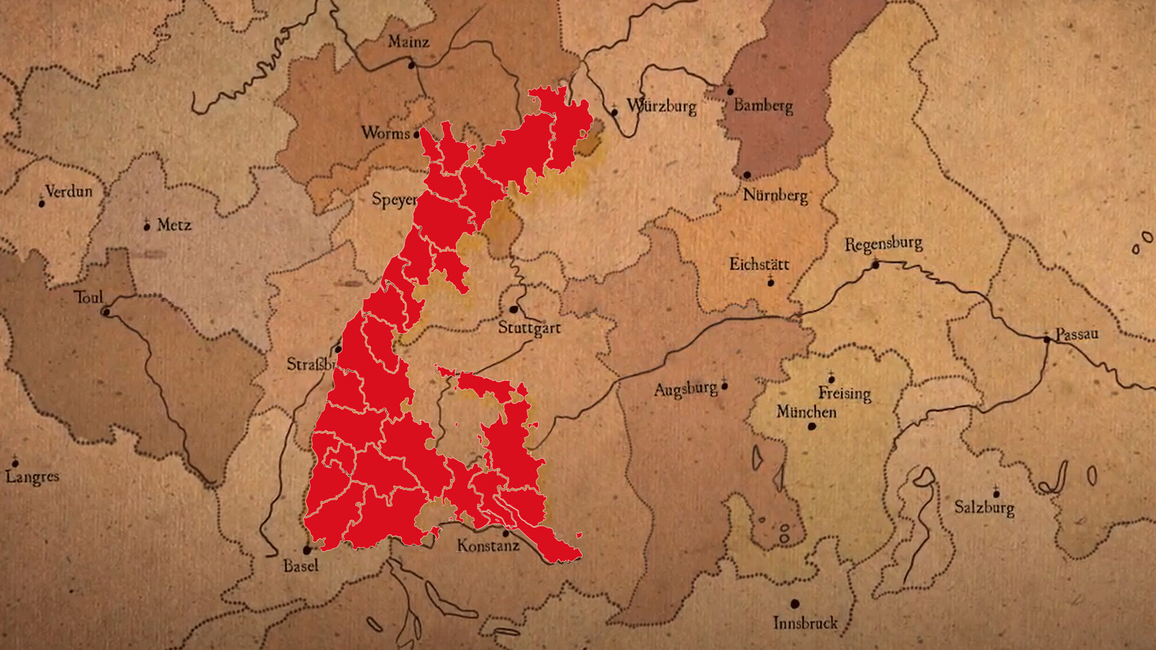 Landkarte der neuen Erzdiözese Freiburg