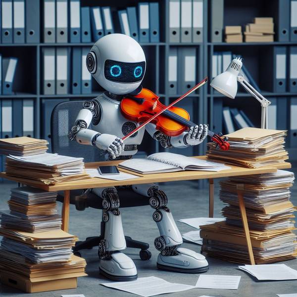 Quelle: EAF / KI generiert Illustration eines Roboters der Geige spielt.